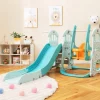 3-in-1 Toddler Slide and Swing Set with Basketball Hoop