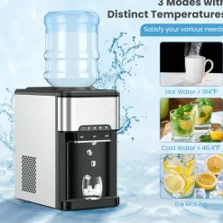 3-in-1 Water Cooler with Built-In Ice Maker