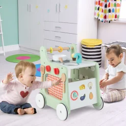 6-in-1 Wooden Push Walker Play Kitchen