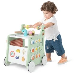 6-in-1 Wooden Push Walker Play Kitchen