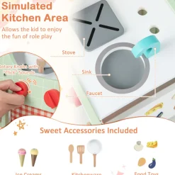 6-in-1 Wooden Push Walker Play Kitchen