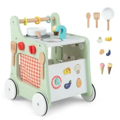 6-in-1 Wooden Push Walker Play Kitchen