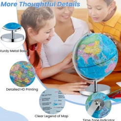 3-in-1 World Globe with Illuminated Constellation Maps