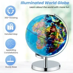 3-in-1 World Globe with Illuminated Constellation Maps