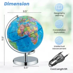 3-in-1 World Globe with Illuminated Constellation Maps