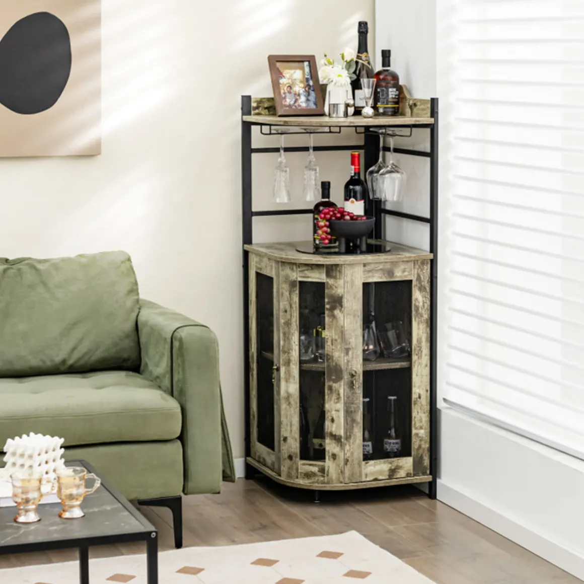 Industrial Corner Bar Cabinet