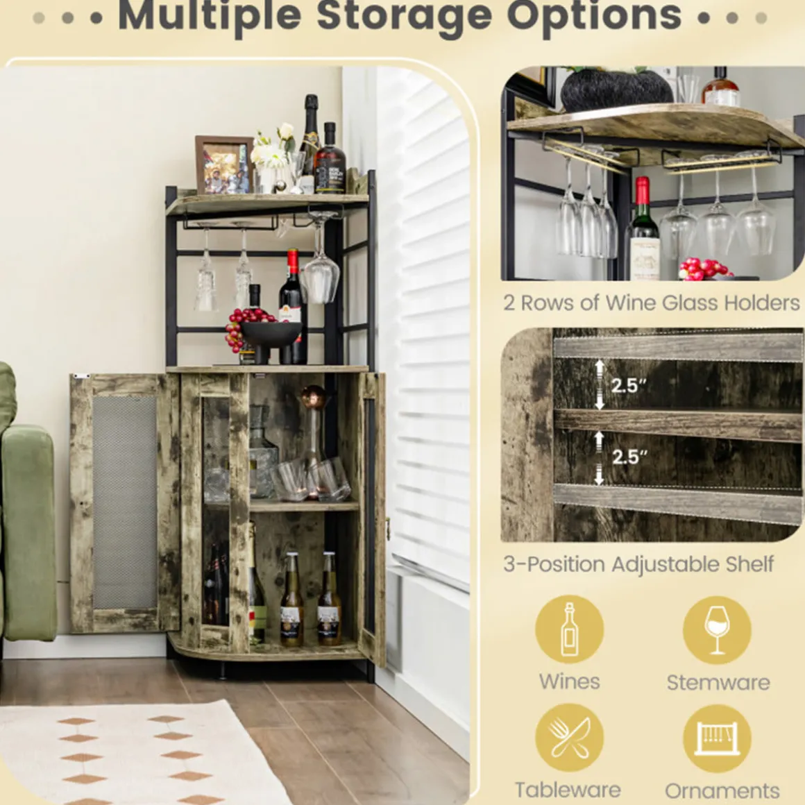 Industrial Corner Bar Cabinet