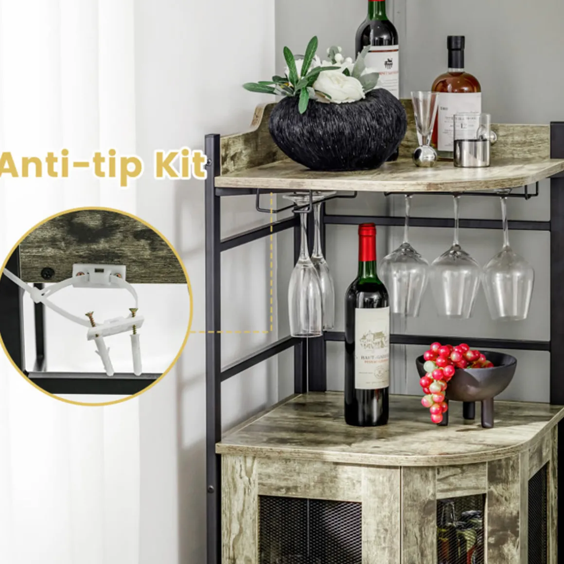 Industrial Corner Bar Cabinet