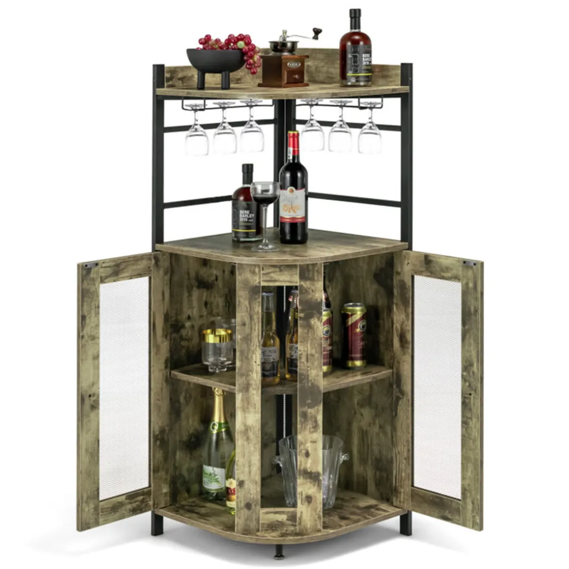 Industrial Corner Bar Cabinet