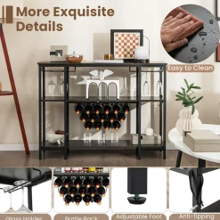 Industrial Wine Rack with Storage Shelves