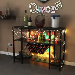 Industrial Wine Rack with Storage Shelves