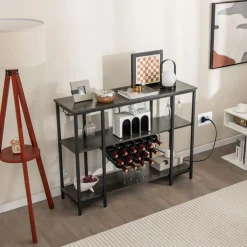 Industrial Wine Rack with Storage Shelves