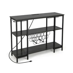 Industrial Wine Rack with Storage Shelves
