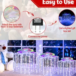 Iridescent Pre-Lit Christmas Gift Box Decoration (Set of 3)