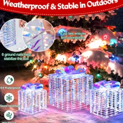 Iridescent Pre-Lit Christmas Gift Box Decoration (Set of 3)