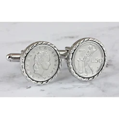 Italian 50 Lire Coin Cufflinks