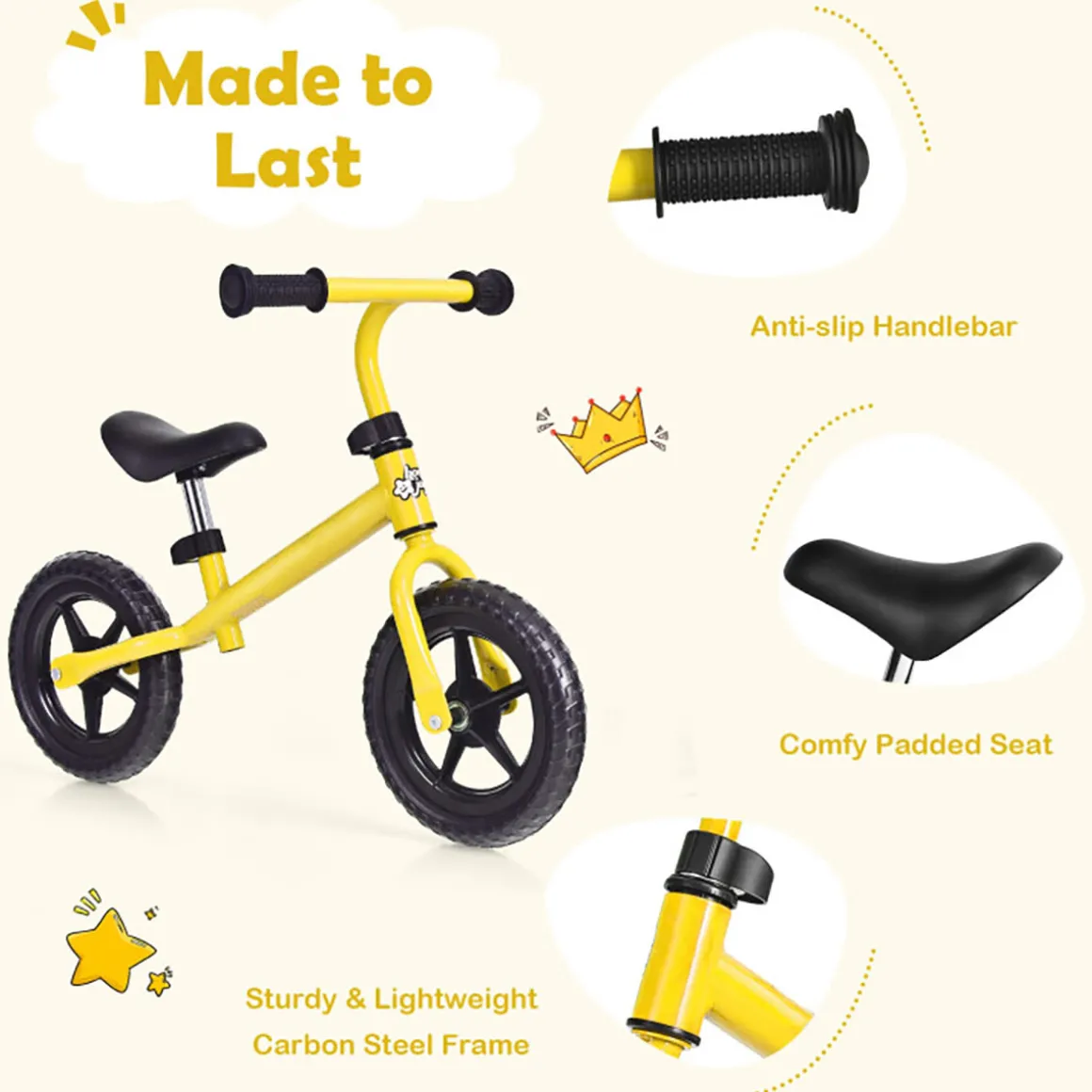 Kids Adjustable No Pedal Balance Bike