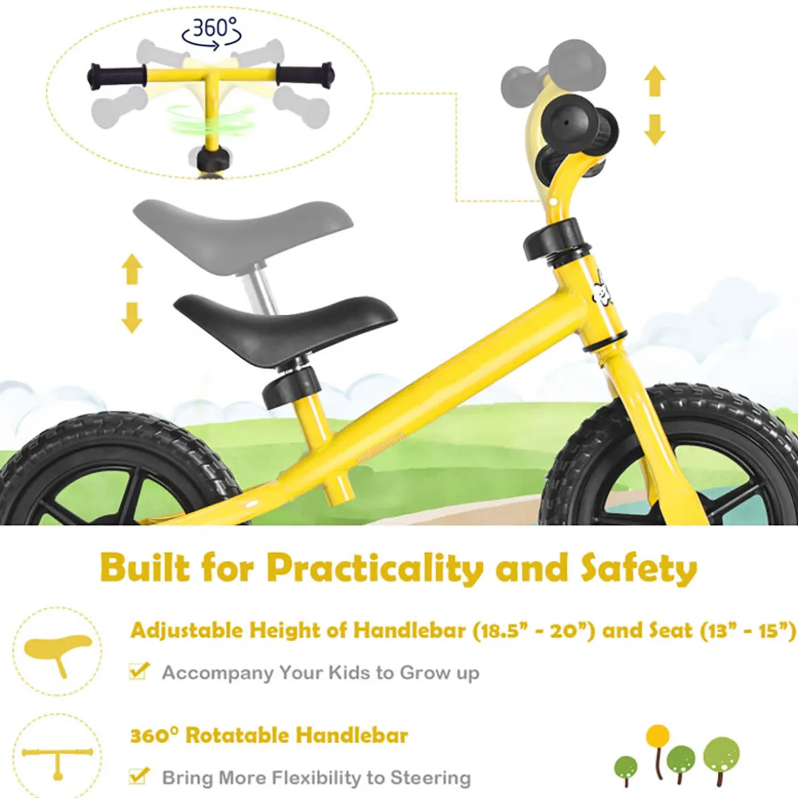 Kids Adjustable No Pedal Balance Bike
