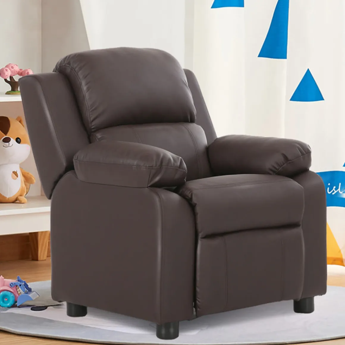Kids Deluxe Recliner Chair with Storage Arms