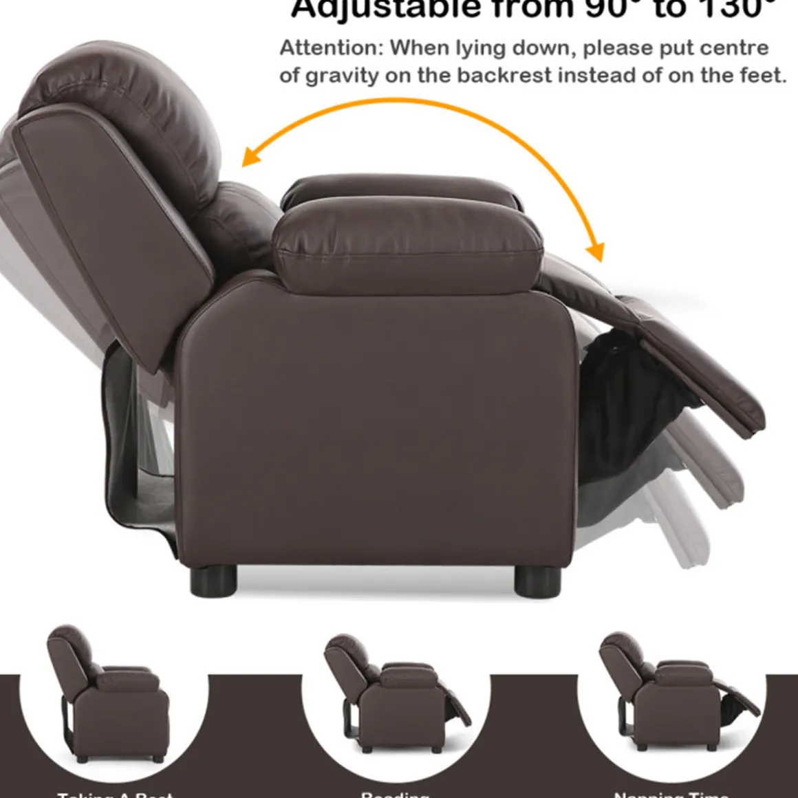 Kids Deluxe Recliner Chair with Storage Arms