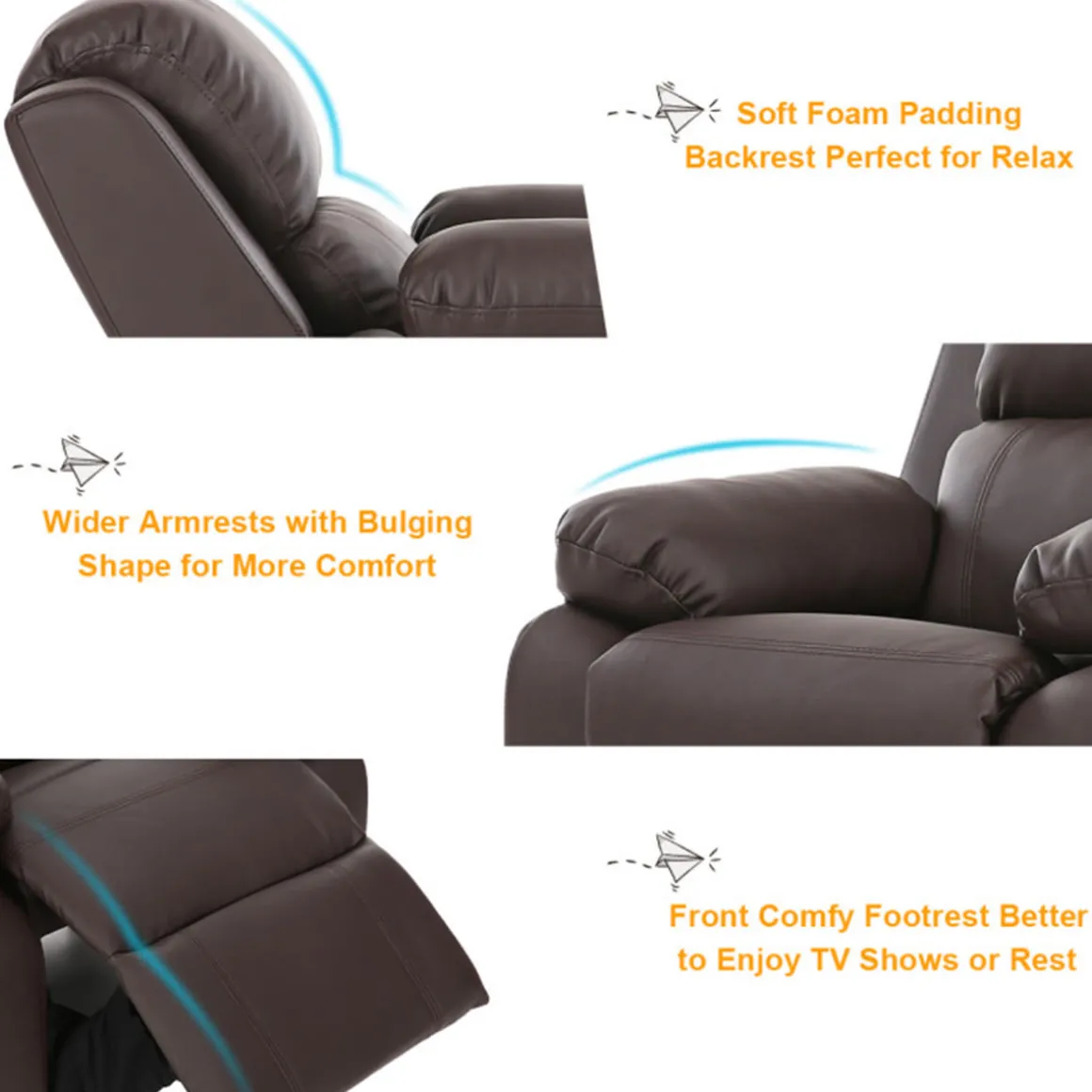 Kids Deluxe Recliner Chair with Storage Arms