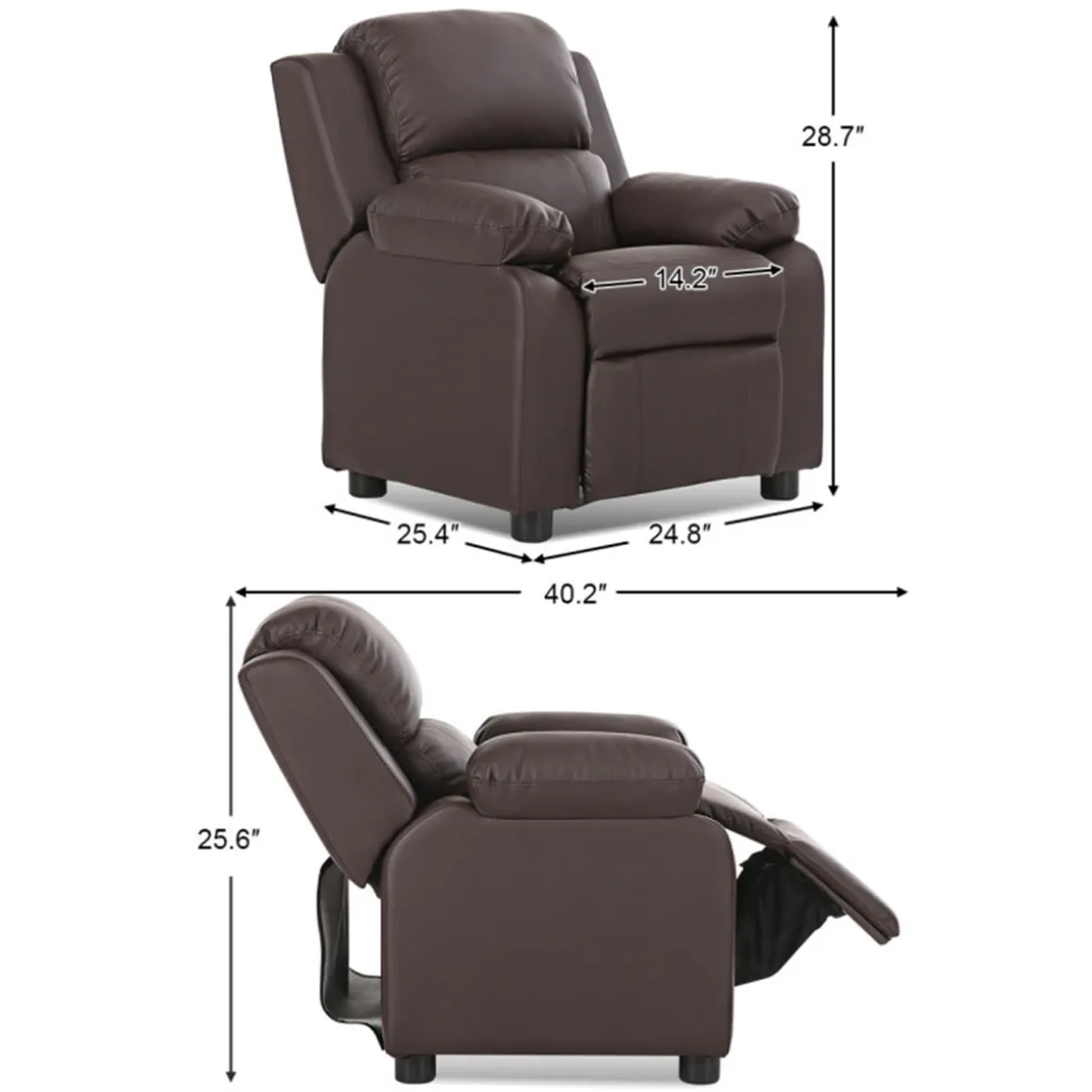 Kids Deluxe Recliner Chair with Storage Arms