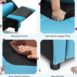 Kids Gaming Sofa Recliner with Headrest and Footrest