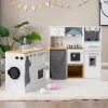 Kids 2-Piece Wooden Pretend Play Kitchen with Sound