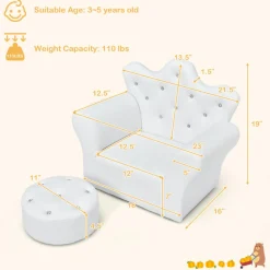 Kids Princess Sofa with Ottoman
