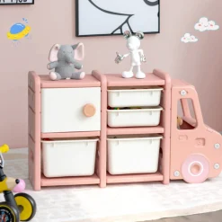 Kids Truck Storage Organizer with Plastic Bins
