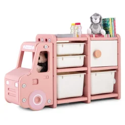 Kids Truck Storage Organizer with Plastic Bins