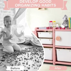 Kids Truck Storage Organizer with Plastic Bins