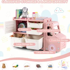 Kids Truck Storage Organizer with Plastic Bins