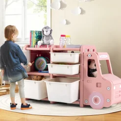 Kids Truck Storage Organizer with Plastic Bins
