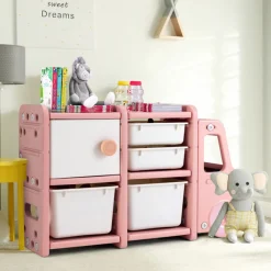 Kids Truck Storage Organizer with Plastic Bins