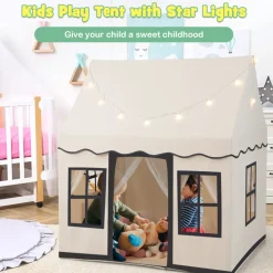 Large Kids Play Tent with Star String Lights