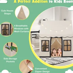 Large Kids Play Tent with Star String Lights