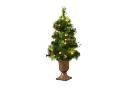 LED Christmas Tree with Red Berries Pine Cones