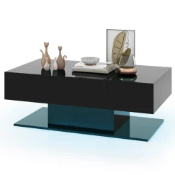 LED Coffee Table with Storage Drawers