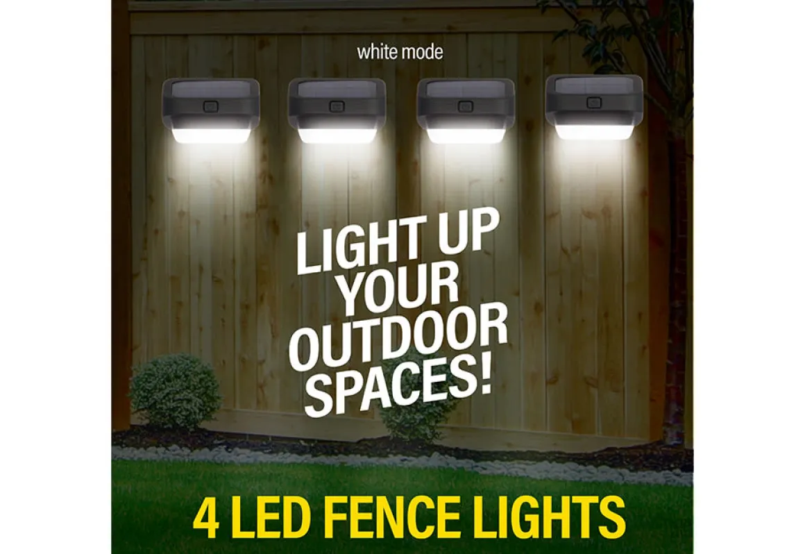 LED Solar Fence Lights (4-Pack)