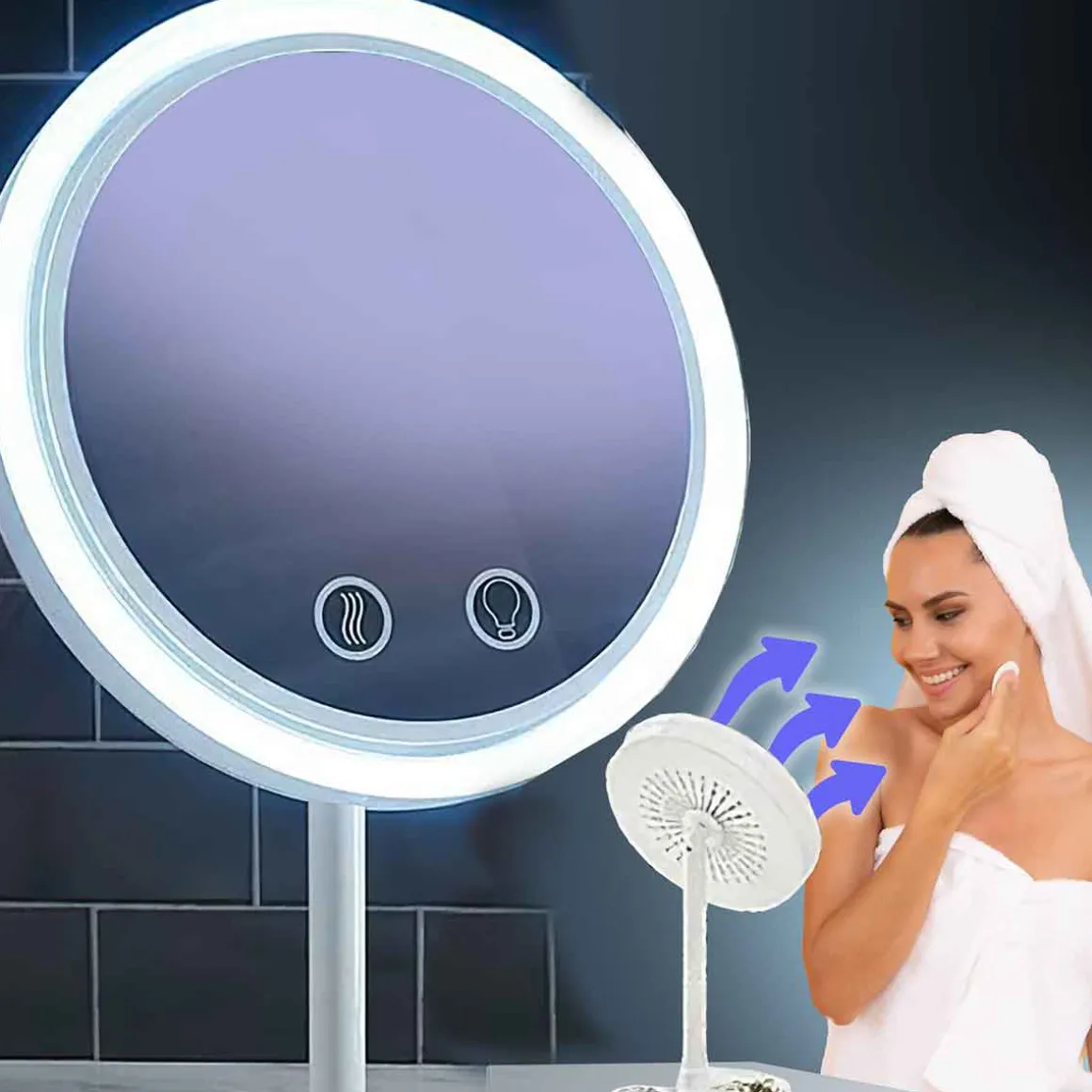LED Vanity Mirror with Cooling Fan