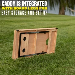 LED Wood Cornhole Set with Integrated Caddy