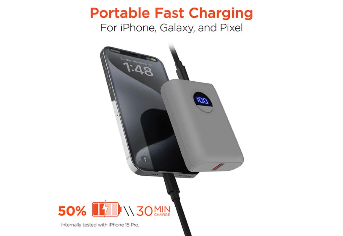 10,000mAh Fast Charge Power Bank with Digital Display
