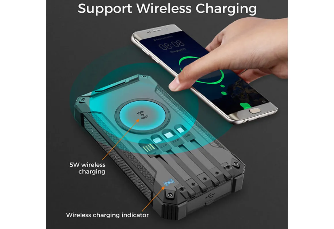 20000mAh Solar Power Bank with Wireless Charging