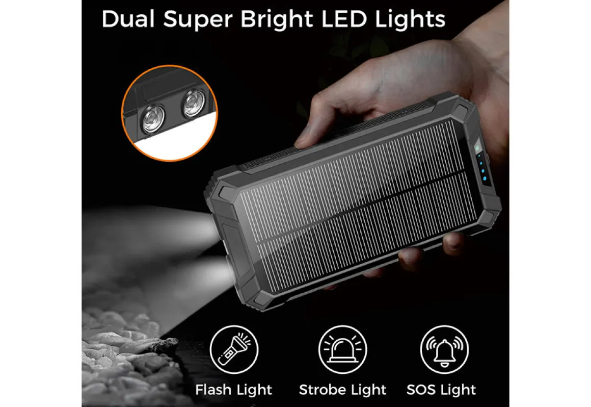 20000mAh Solar Power Bank with Wireless Charging