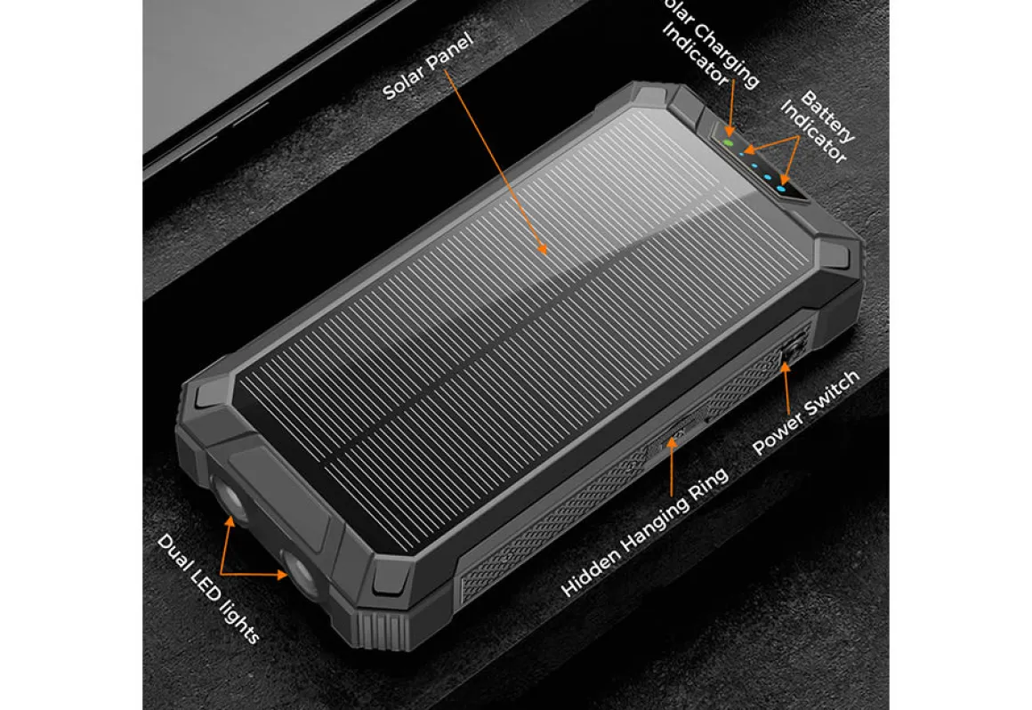 20000mAh Solar Power Bank with Wireless Charging