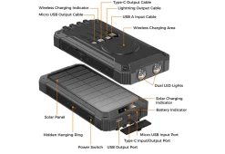 20000mAh Solar Power Bank with Wireless Charging