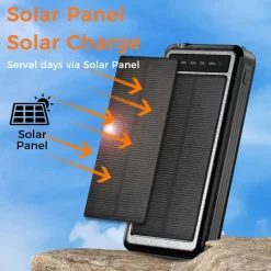 10000mAh Solar Power Bank with Wireless Charging