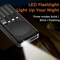10000mAh Solar Power Bank with Wireless Charging