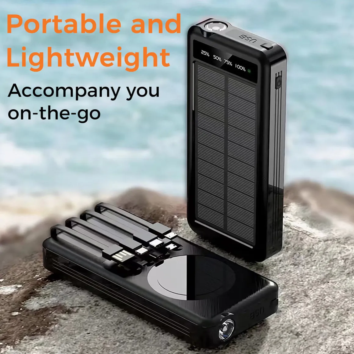 10000mAh Solar Power Bank with Wireless Charging